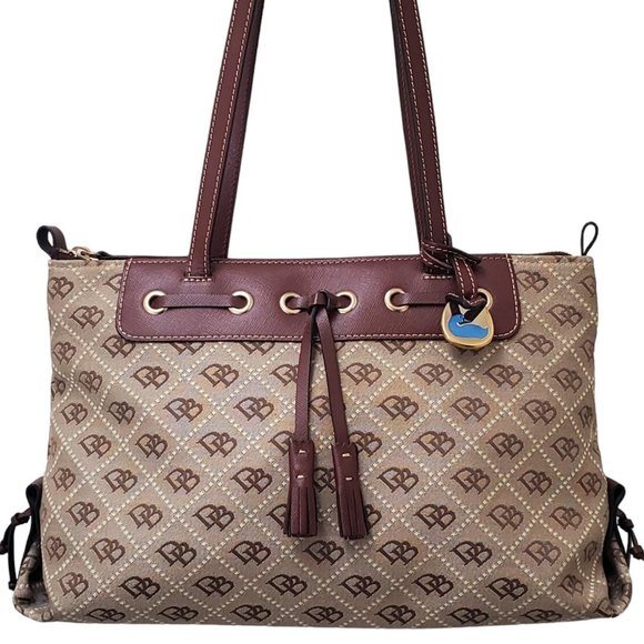 DOONEY & BOURKE Vintage Monogram Canvas Tassel Shoulder Bag Tote M6259457